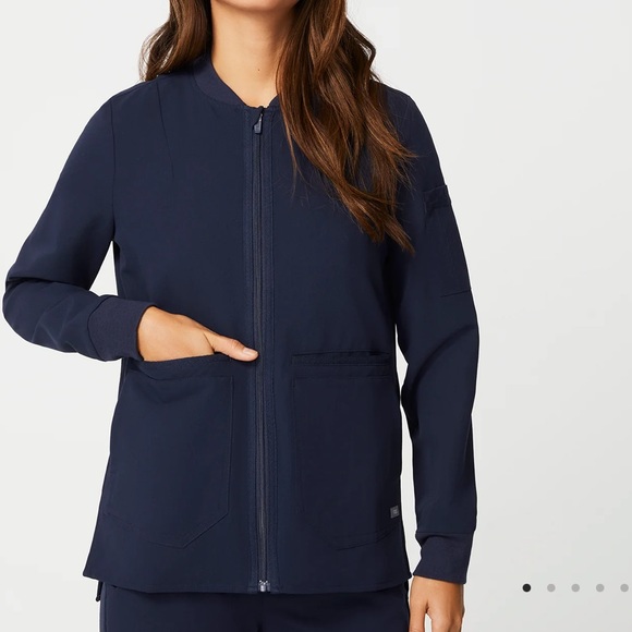 Figs Jackets & Coats Figs Navy Zip Front Bellery Scrub Jacket Size